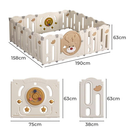 BoPeep Kids Playpen - 16 Panel Baby Safety Gate & Toddler Fence for Playtime