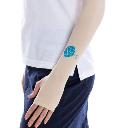 SParms UPF50+ Sun Protection Arm Sleeves with Thumbhole (Beige) - Small