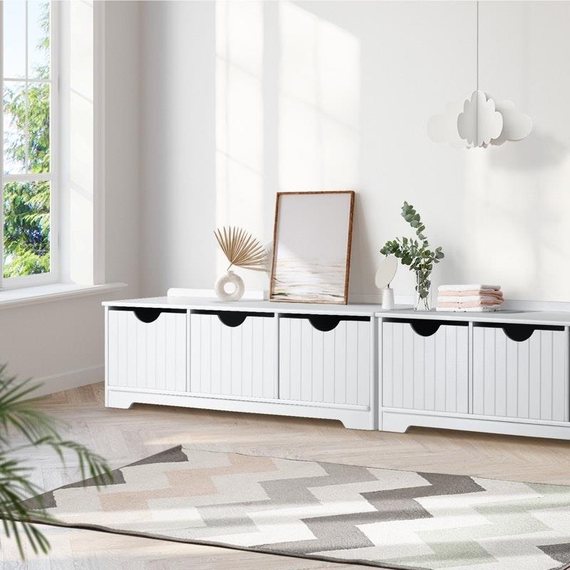 Oikiture Kids Toy Box Chest - Storage Organizer & Seating Bench (White)