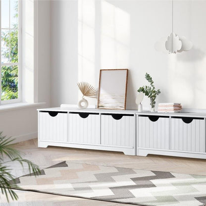 Oikiture Kids Toy Box Chest - Storage Organizer & Seating Bench (White)