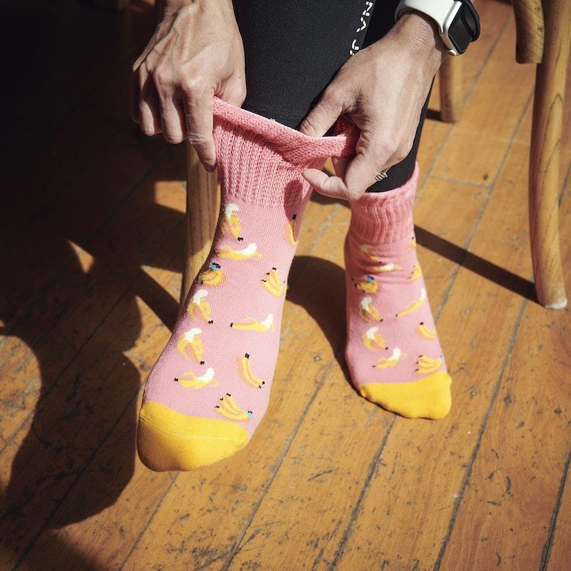 Glucology Copper-Infused Socks - 2 Pairs (Medium) - Fun Banana Design