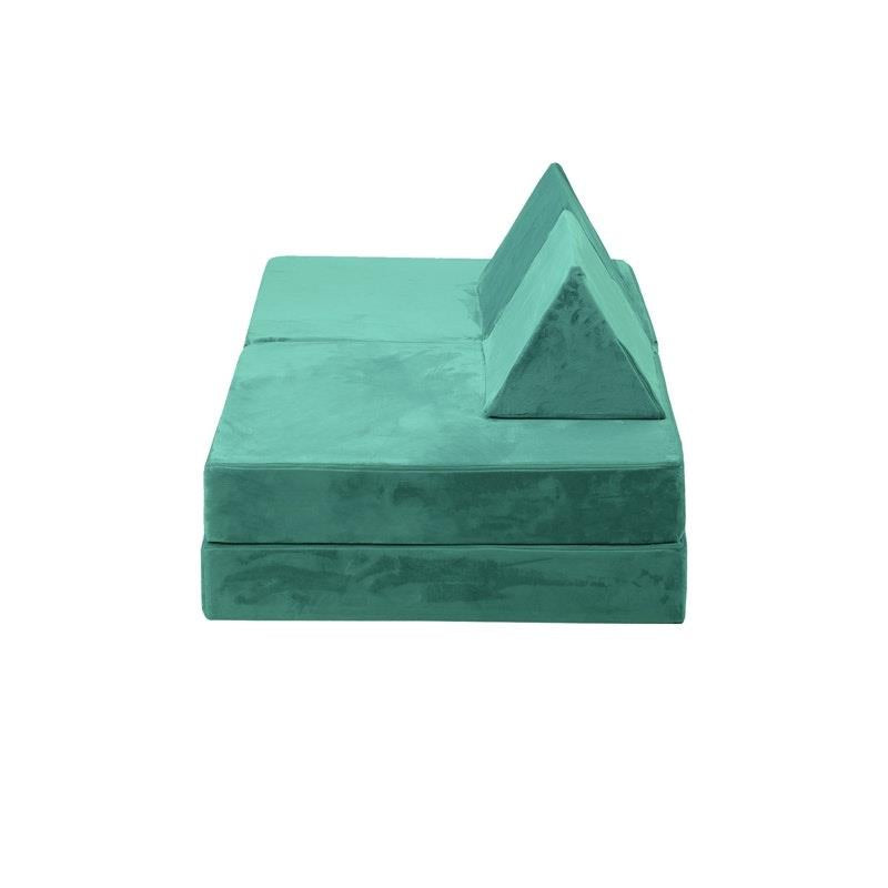 Oikiture 4-Piece Kids Play Couch Modular Lounge Cushion Convertible Playset - Green