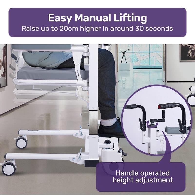 Equipmed 4 In1 Patient Lift Transfer Chair - White & Grey