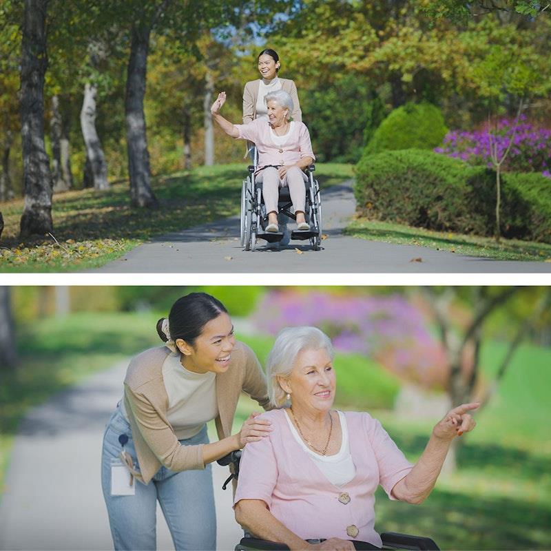 Equipmed 24 Inch Folding Wheelchair with Brakes - Black