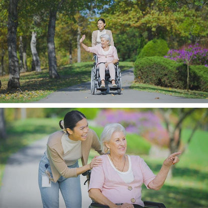 Equipmed 24 Inch Folding Wheelchair with Brakes - Black