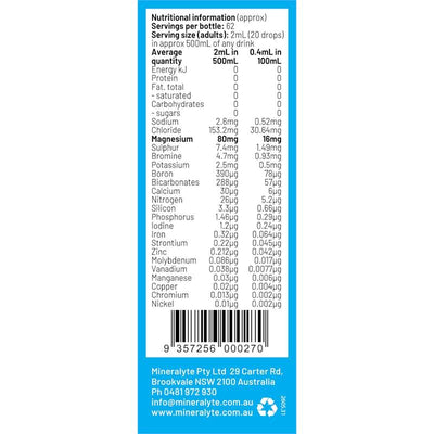 Mineralyte Hydrate+ Rapid Hydration Drops Unflavoured 125ml (124 serves) 2Pack