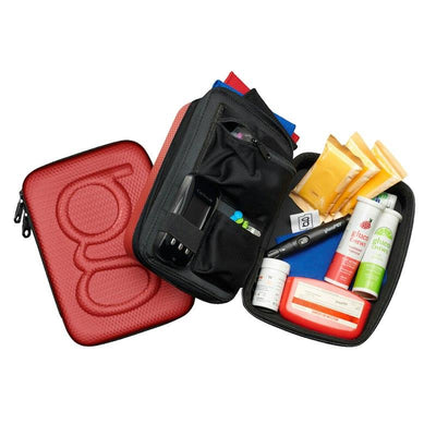Glucology Travel Case Plus - Red with Extra Storage