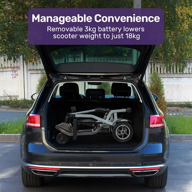 Equipmed PacerLite Ultra-Lightweight Folding Electric Mobility Scooter - Black