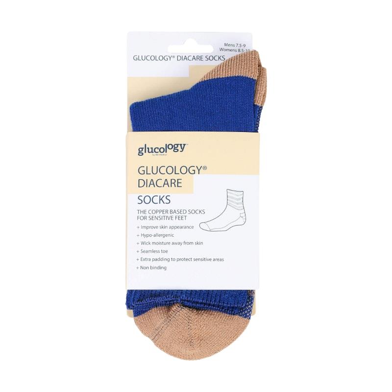 Glucology Copper-Based Loose Top Classic Socks - 2 Pairs Blue Extra Large