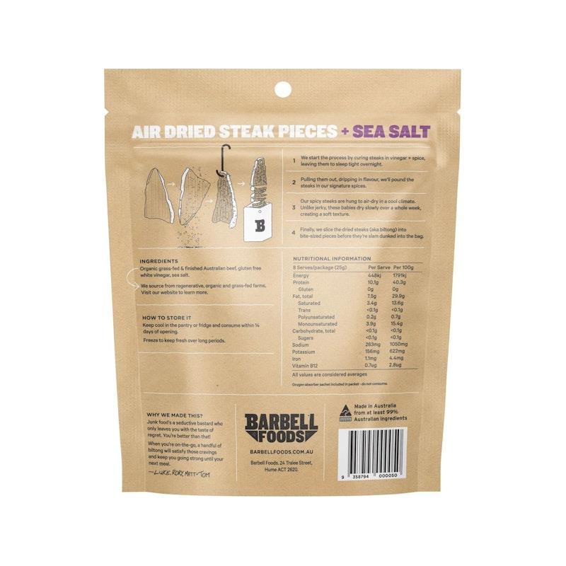 Barbell Foods Sea Salt Biltong 200g - 6 Pack of Pure Flavor