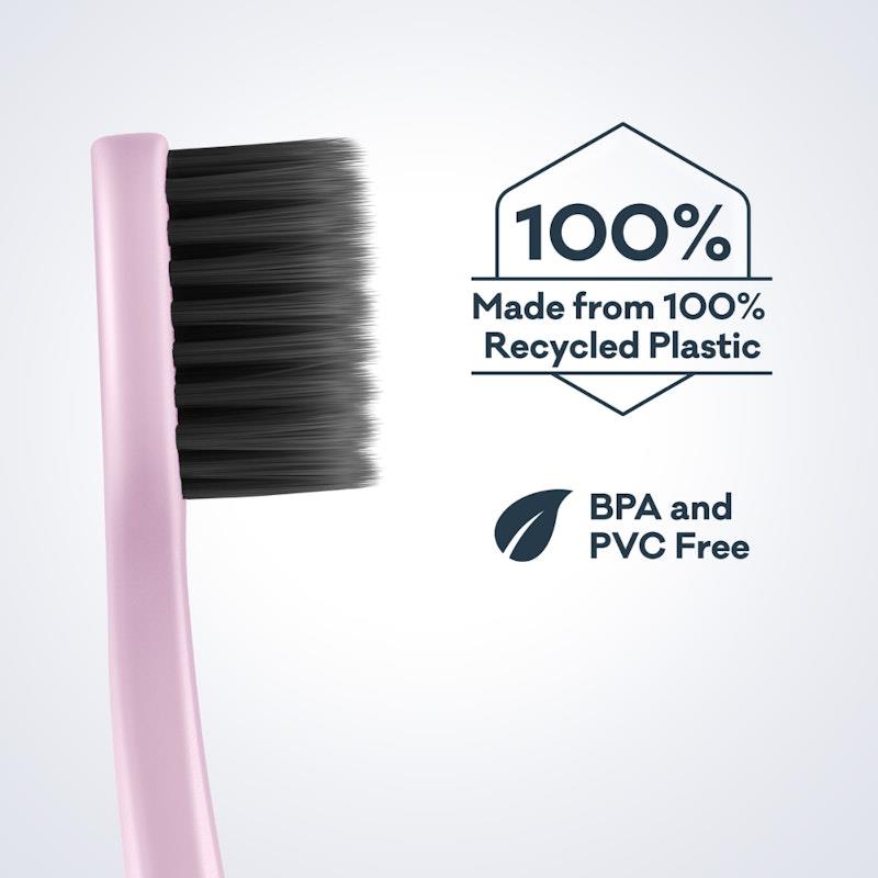 Grin 100% Recycled Charcoal-Infused Toothbrush - 4 Pack Purple (Medium)