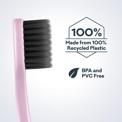 Grin 100% Recycled Charcoal-Infused Toothbrush - 4 Pack Purple (Medium)