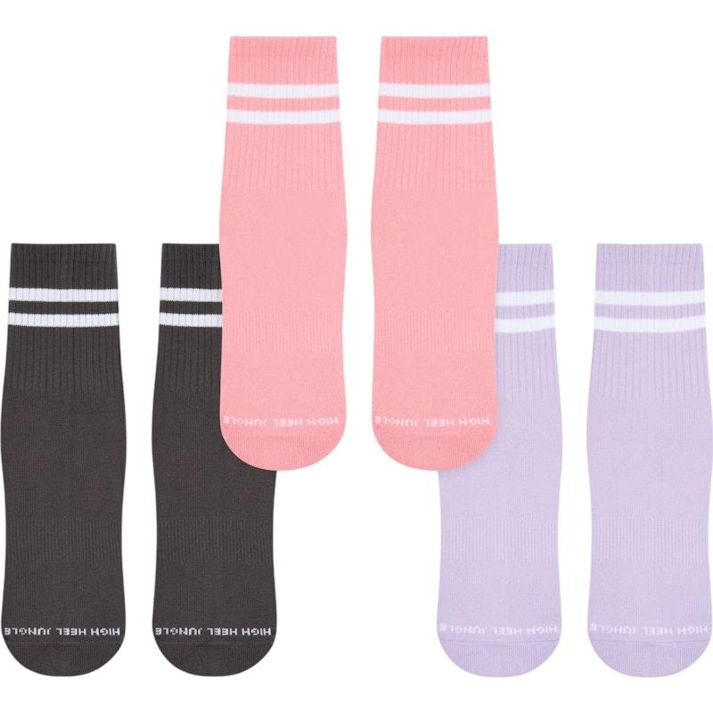 High Heel Jungle Varsity Premium Combed Cotton Full Grip Pilates/Yoga Socks Bundle - 3 Pack-Auzzi Store