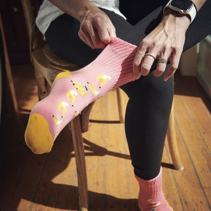 Glucology Copper-Infused Socks - 2 Pairs (Medium) - Fun Banana Design