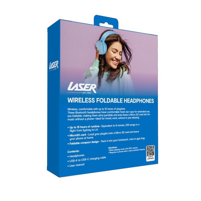 Laser Wireless Foldable Headphones - Blue-Auzzi Store