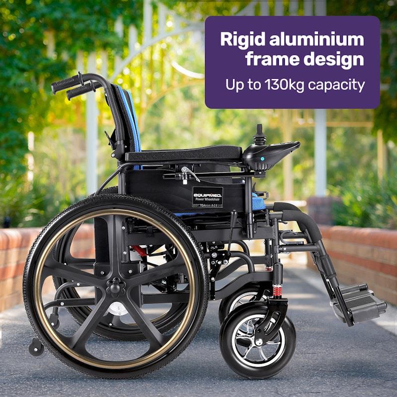 Equipmed PowerCruise DualSmart Electric Wheelchair - Black & Blue