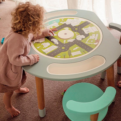 Riababy Play&Learn Activity Table Set - Adjustable Legs, Lego Duplo Compatible - Stormy Grey