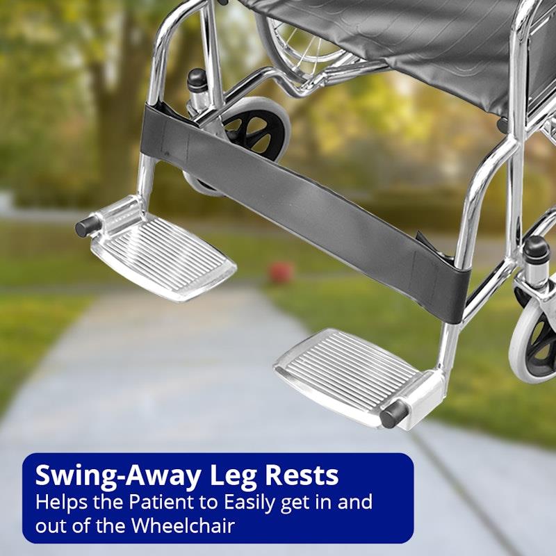 Heavy Duty Chrome Finish Wheelchair - 51cm Seat Width