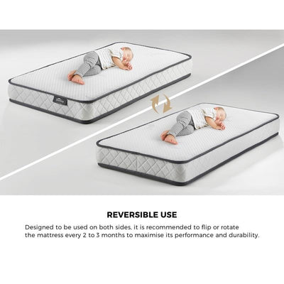 Bedra Bedding Reversible Baby Cot Mattress - Bonnell Spring Foam 13cm