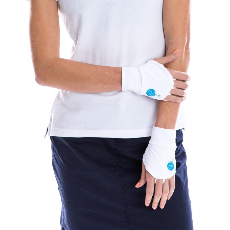 SParms UPF50+ Sun Protection Gloves (Palmless) - White Medium