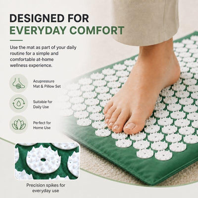 Fandcy Acupressure Mat and Pillow Set with Bag - 1 Pack for Natural Wellness