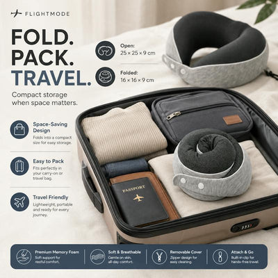 Flightmode Compact Luxury Memory Foam Travel Pillow - One Size