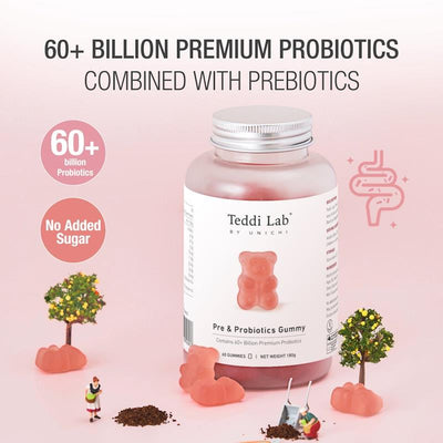 Unichi Prebiotics & Probiotics Gummies 60ct x3 – Gut Health Support