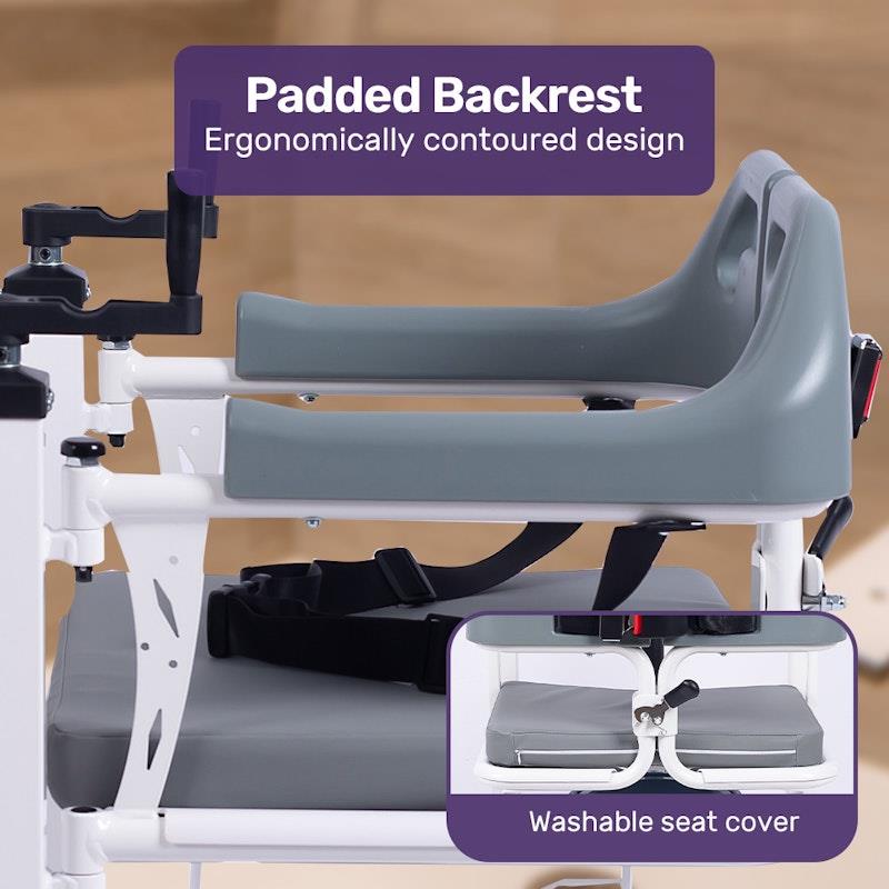 Equipmed 4 In1 Patient Lift Transfer Chair - White & Grey