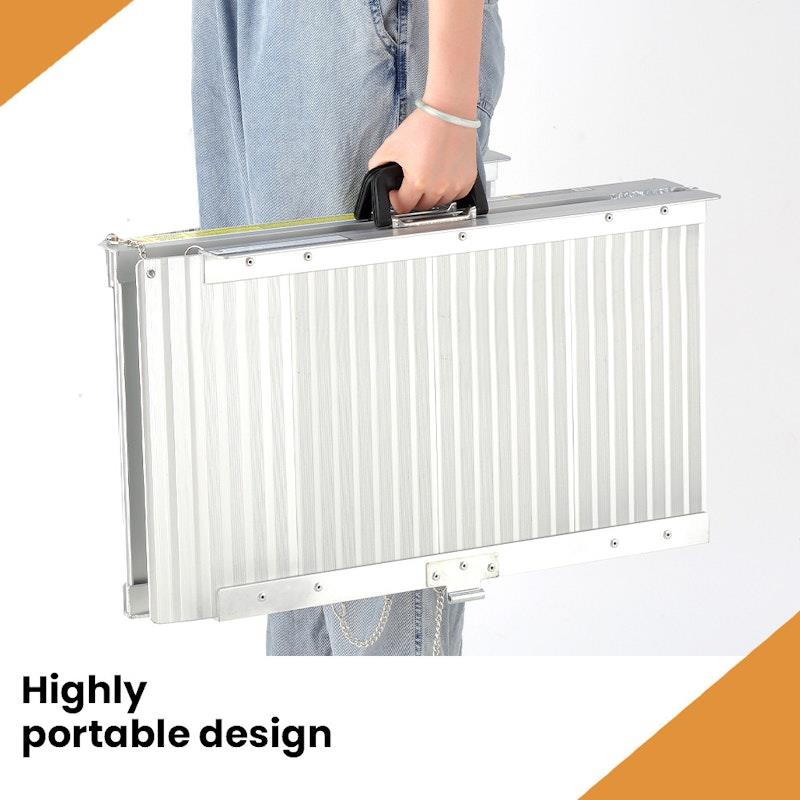 Equipmed 182cm Portable Folding Aluminium Access Ramp - Silver