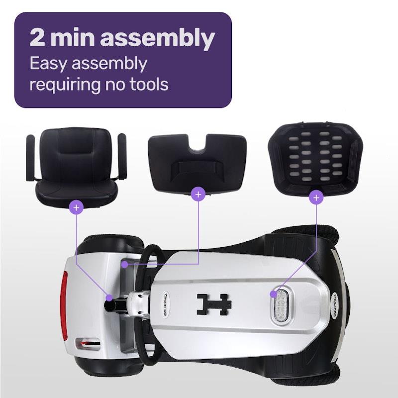 Equipmed Pathline Mid-Sized Electric Mobility Scooter for Elderly - Silver