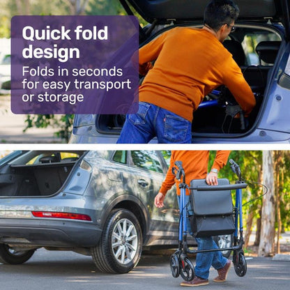 Equipmed 4 Wheel Lightweight Rollator Walker - Blue