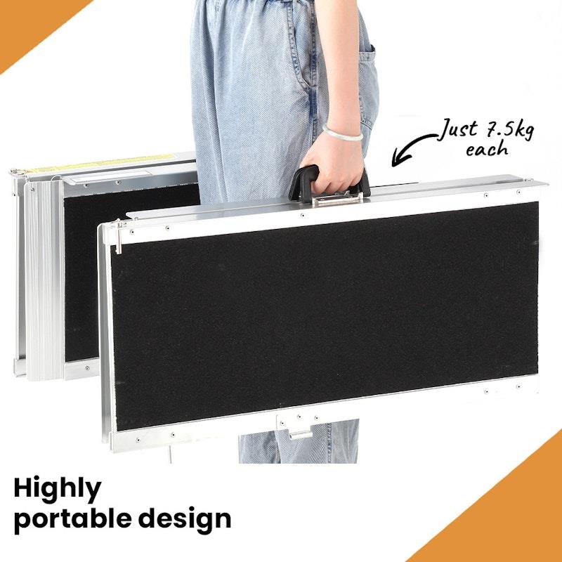 Equipmed 182cm Portable Folding Aluminium Access Ramp - Durable & Lightweight