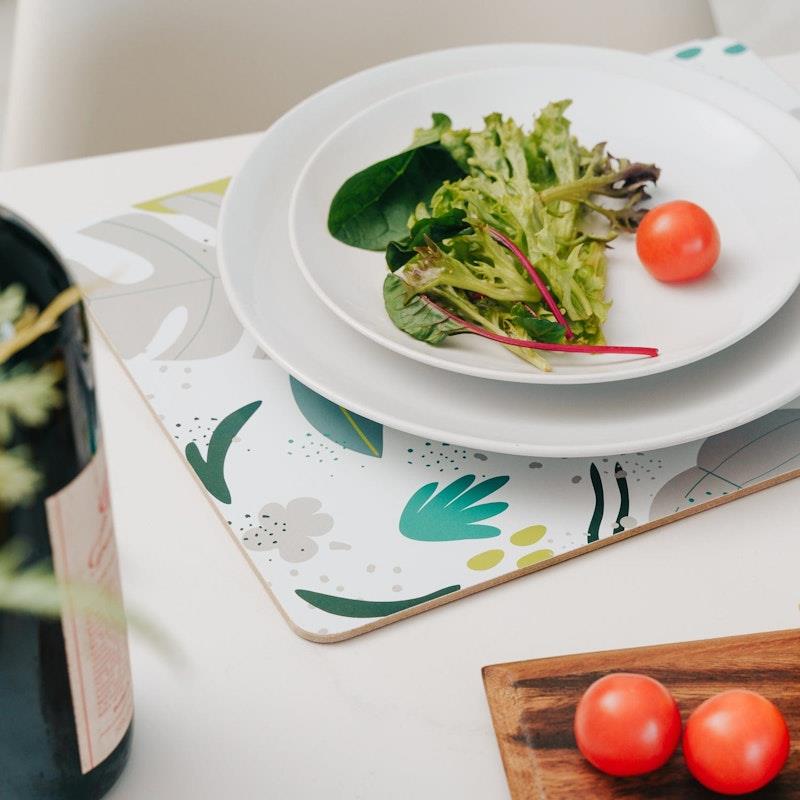 Clevinger 8-Piece MDF Placemats and Coasters - Monstera Design