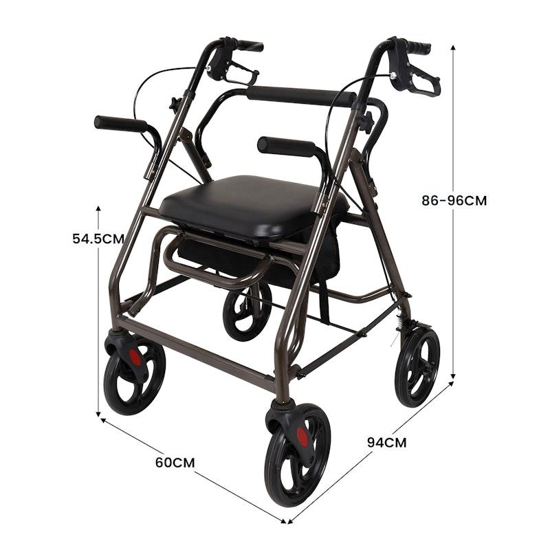 Orthonica Foldable Aluminum Rollator Walker - Grey
