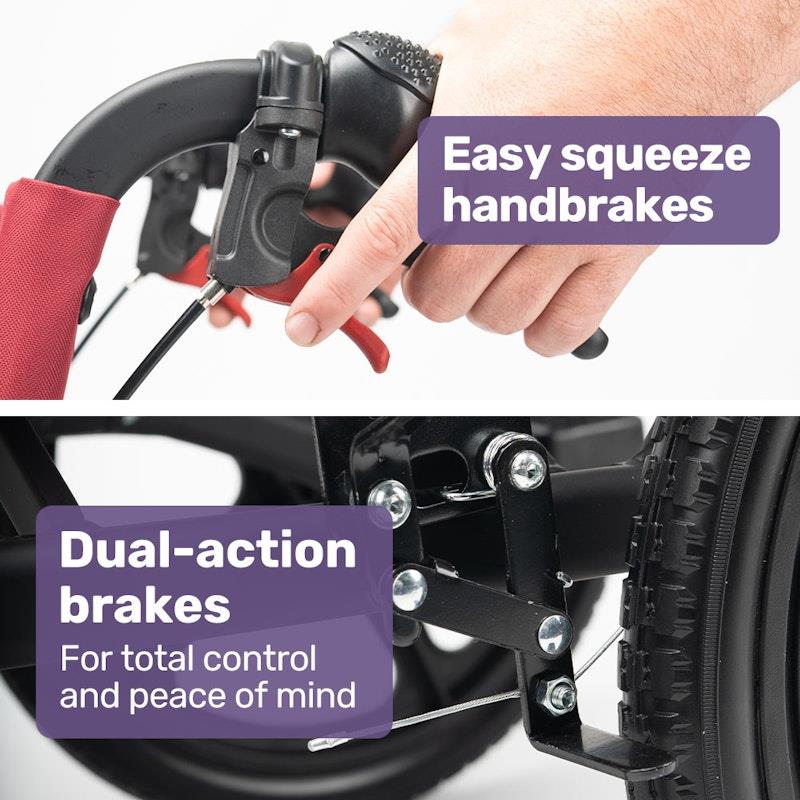 Equipmed Folding Transit Wheelchair Lightweight Red - Your Reliable Travel Partner