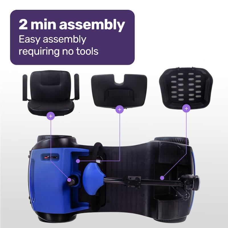 Equipmed Pathline Mid-Sized Electric Mobility Scooter for Seniors - Black & Blue