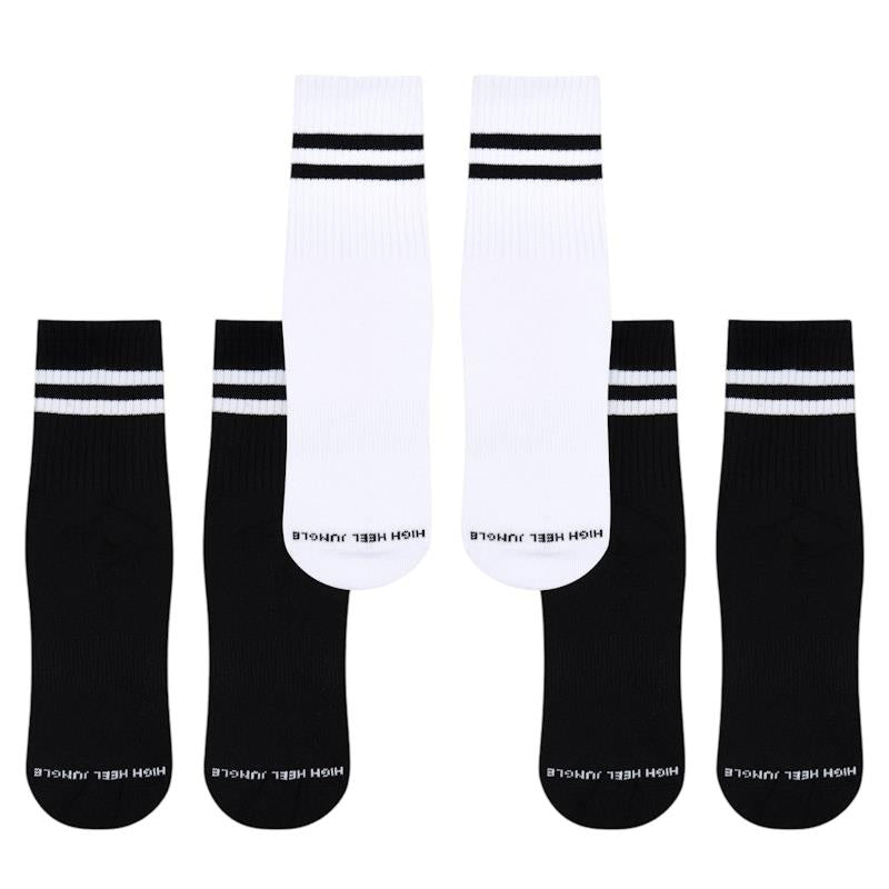 High Heel Jungle Varsity Premium Combed Cotton Full Grip Pilates/Yoga Socks - Black & White Bundle-Auzzi Store