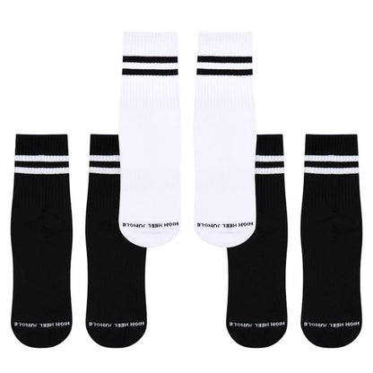 High Heel Jungle Varsity Premium Combed Cotton Full Grip Pilates/Yoga Socks - Black & White Bundle-Auzzi Store