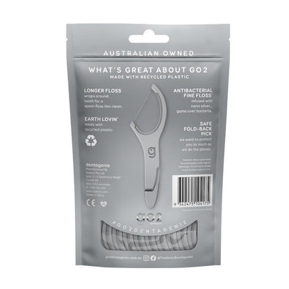 GO2 Dentagenie Silver Antibacterial Flosspyx - 36 Minty Flossers x 3
