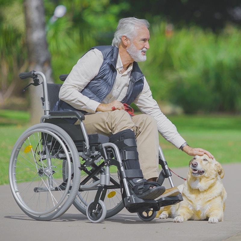Equipmed 24 Inch Folding Wheelchair with Brakes - Black