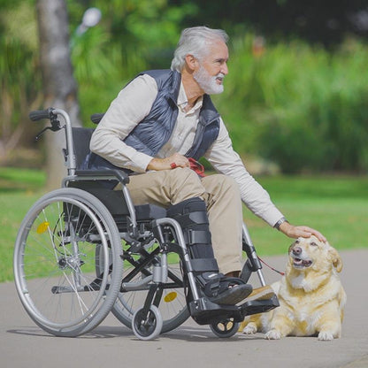 Equipmed 24 Inch Folding Wheelchair with Brakes - Black