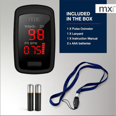 Mx Health Pulse Oximeter 1 Unit - Accurate Oxygen Saturation Monitoring