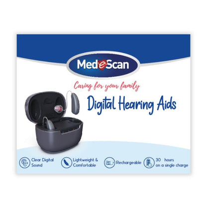 MedeScan Digital Hearing Aids - Behind The Ear 1 Pair - Clear Sound, Discreet Design