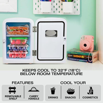 Koolatron Portable Mini Fridge White 4 Litre - Stylish & Versatile