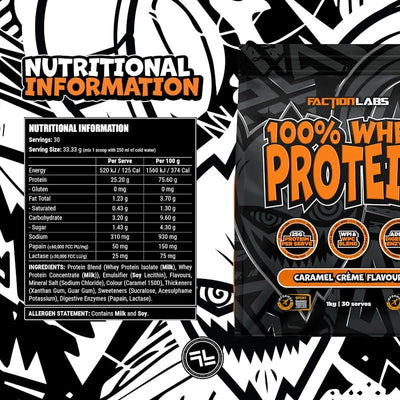 Faction Labs 100% Whey Protein - 30 Serves Caramel Creme