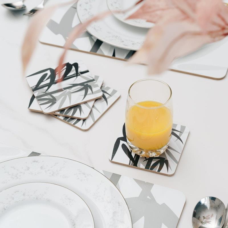 Clevinger 8-Piece MDF Placemats and Coasters - Bamboo Design