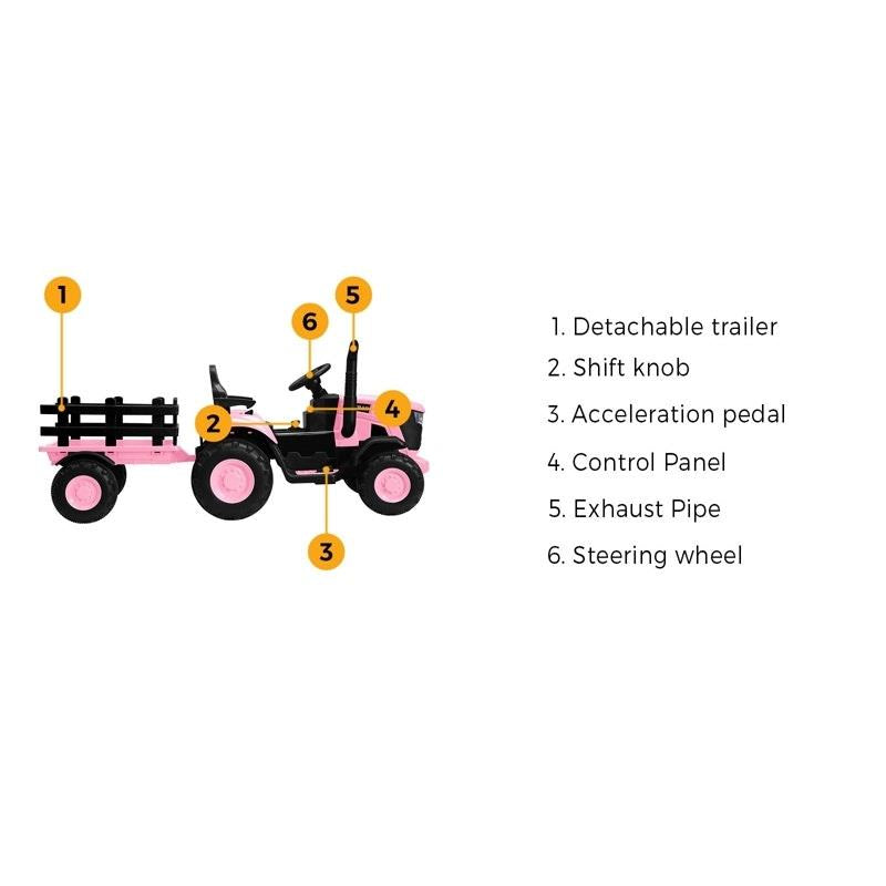 Mazam XL SIZE Kids Ride-On Car Tractor 12V Remote Control Electric Toy - Pink-Auzzi Store