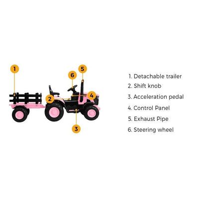 Mazam XL SIZE Kids Ride-On Car Tractor 12V Remote Control Electric Toy - Pink-Auzzi Store