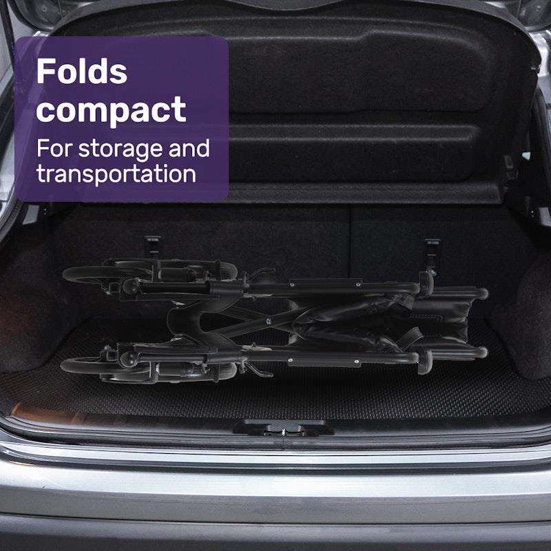 Equipmed Folding Transit Manual Wheelchair For S-XL Black - Comfort and Convenience