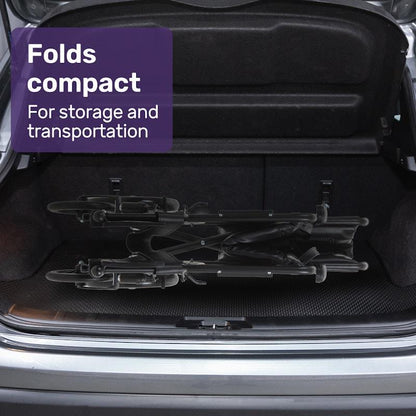 Equipmed Folding Transit Manual Wheelchair For S-XL Black - Comfort and Convenience